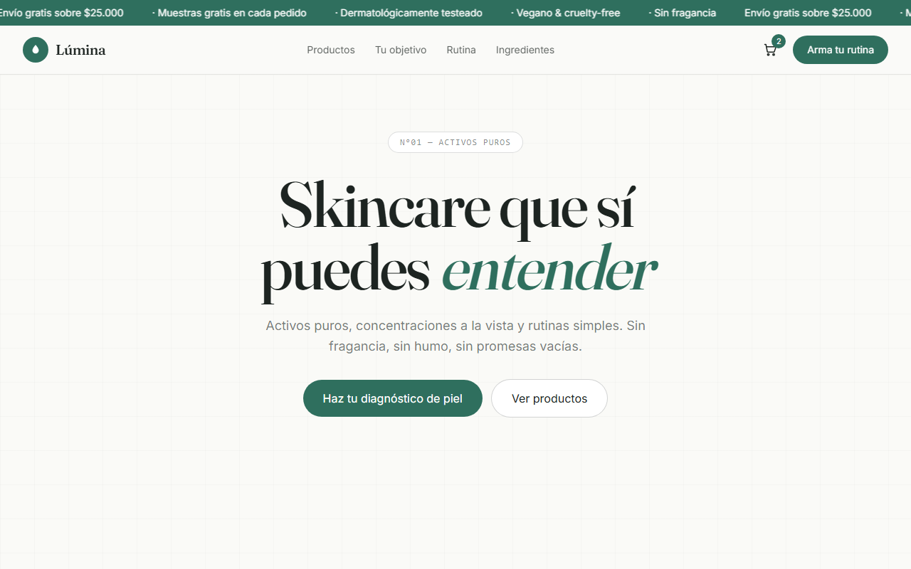 Demo: Lúmina — Skincare Clínico