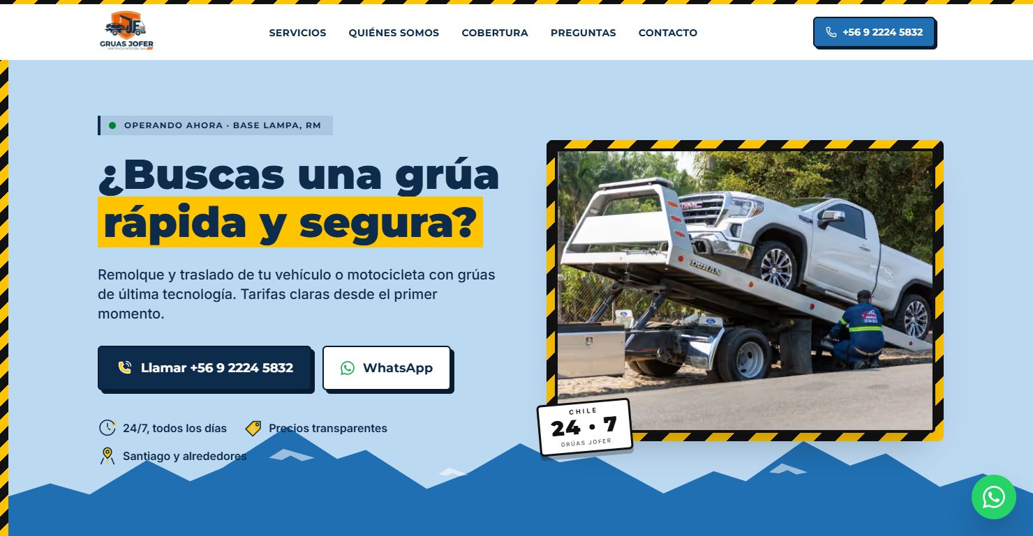 Sitio web de Grúas Jofer — Grúas y asistencia vial