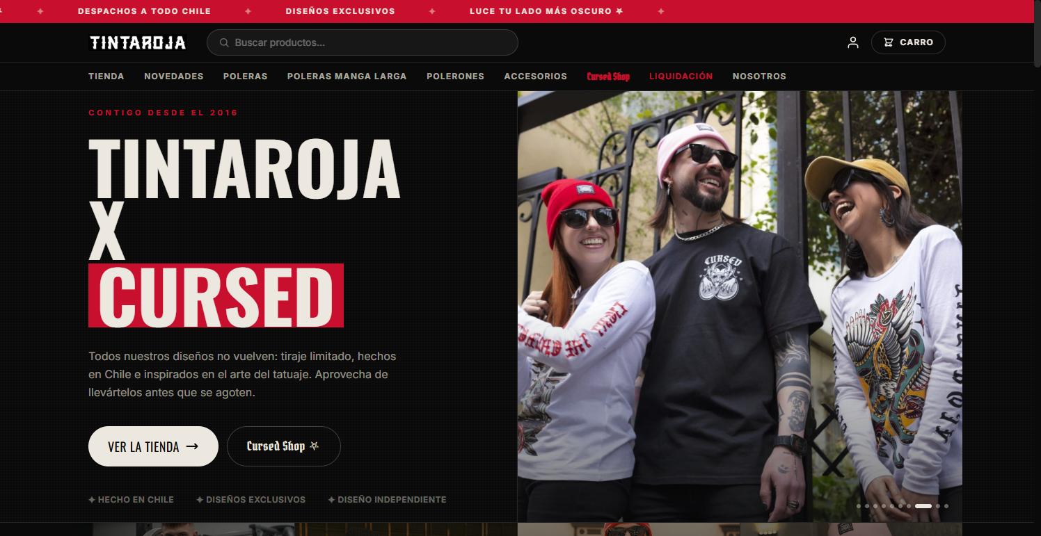 Sitio web de Tinta Roja — Moda urbana / Tienda online